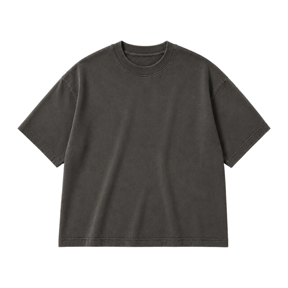 Premium tee in charcoal, front view